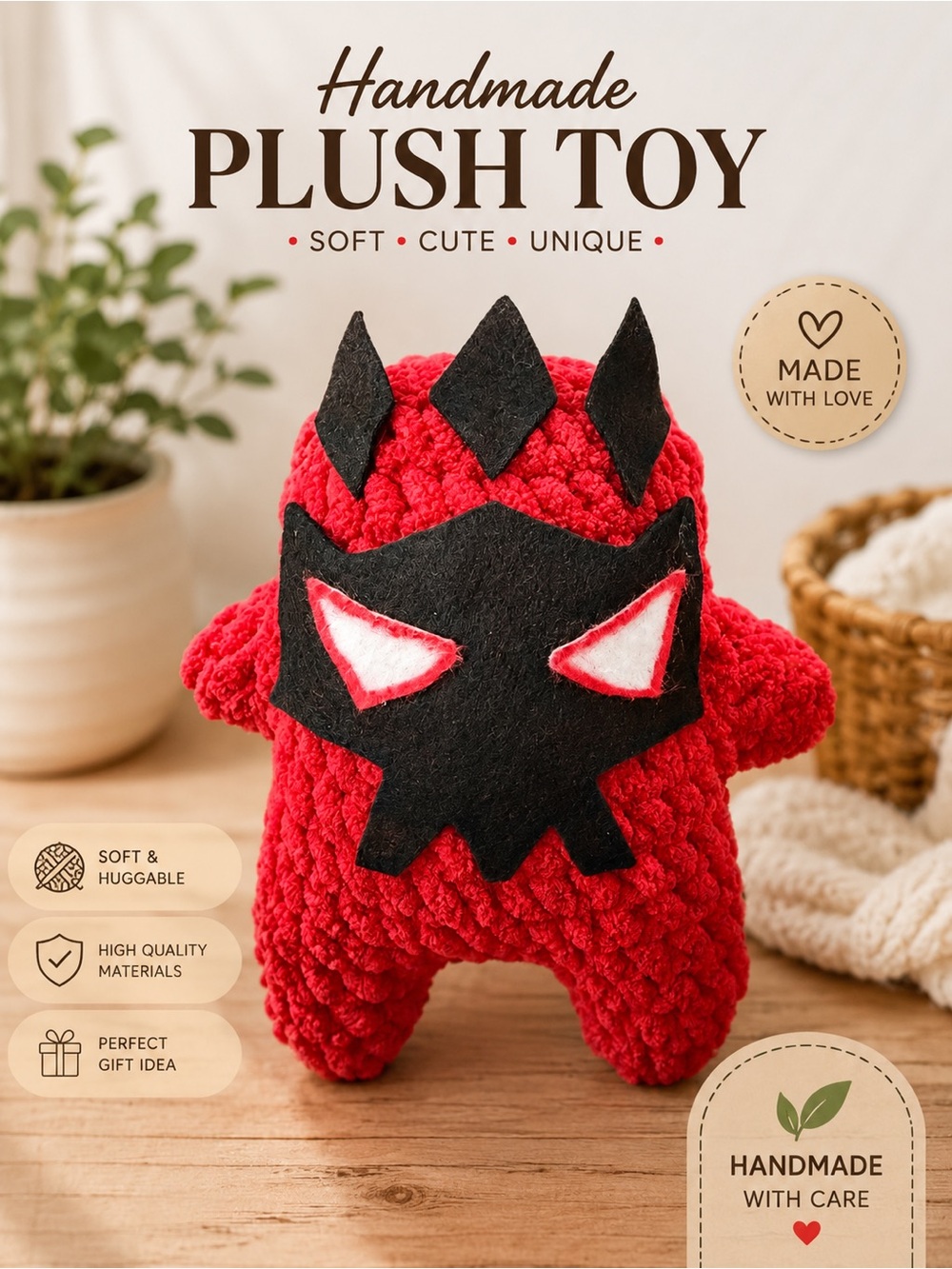 Handmade crochet boss sprite Red Plush Toy - Soft Cute Fortnite sprite